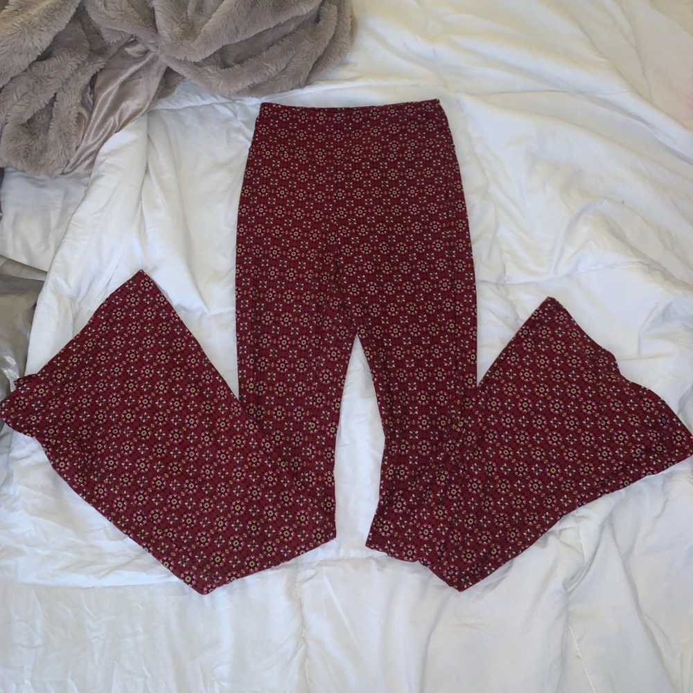 Floral tribal print flare pants